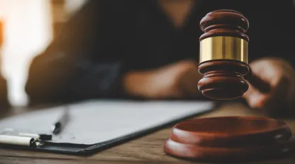 A judge using a gavel